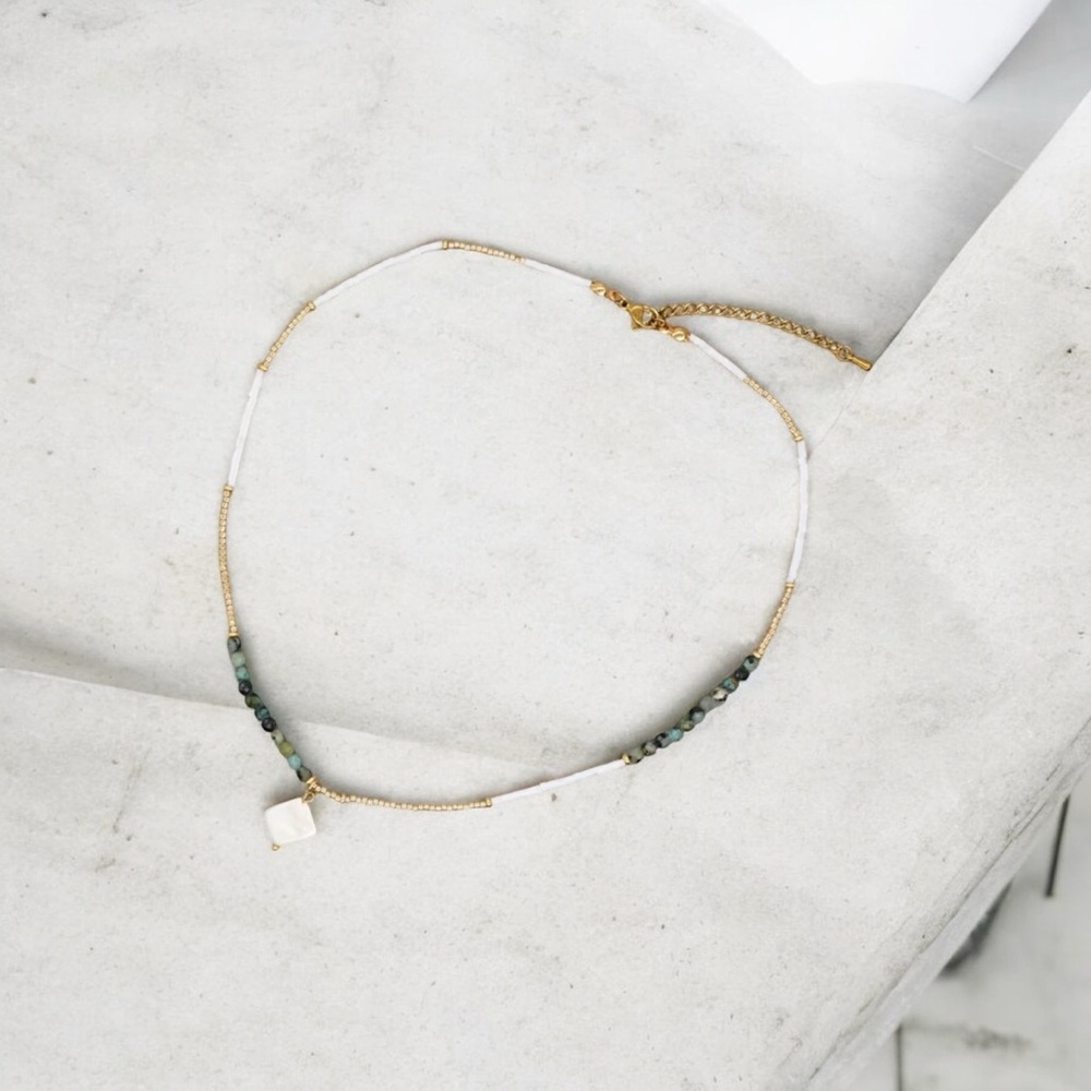 Gold plated bohemian stone necklace